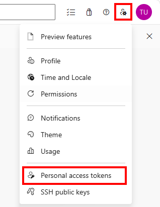 Open Personal Access Tokens menu