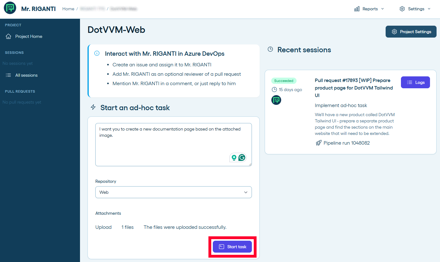Asking Mr. RIGANTI to perform ad-hoc task