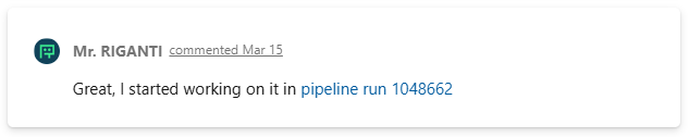 Pipeline start comment