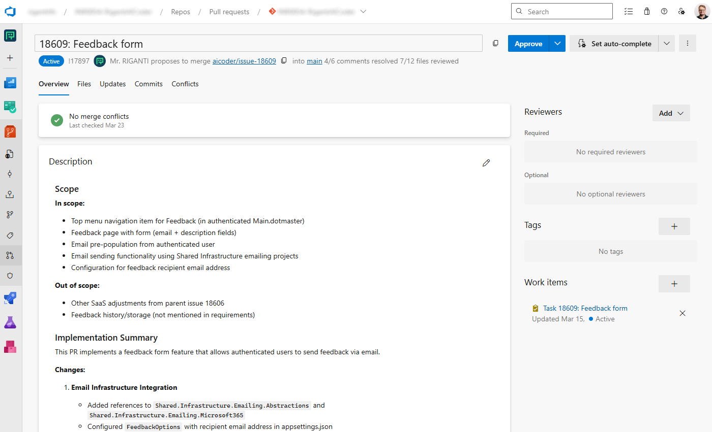 Pull request title and description